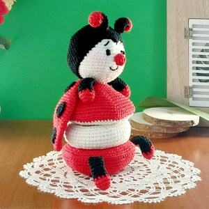 Crochet Amigurumi Pattern Ladybug Stacking Toy, Crochet Ladybug, Amigurumi Ladybug, Crochet Animals image 2