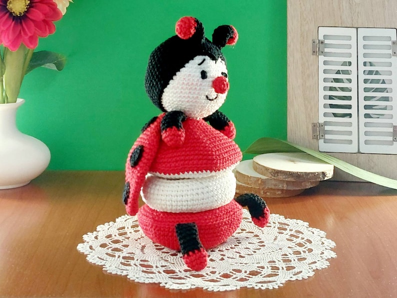 Crochet Amigurumi Pattern Ladybug Stacking Toy, Crochet Ladybug, Amigurumi Ladybug, Crochet Animals image 2