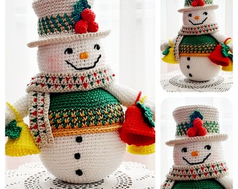 Christmas Crochet Pattern, Snowman with Christmas Bells, Christmas Crochet, Christmas Amigurumi, Snowman Amigurumi, Crochet Snowman Doll