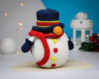 Christmas Crochet Pattern, Snowman Gnome, Christmas Crochet, Christmas Amigurumi, Christmas Amigurumi Gnome, Crochet Winter Snowman Gnome