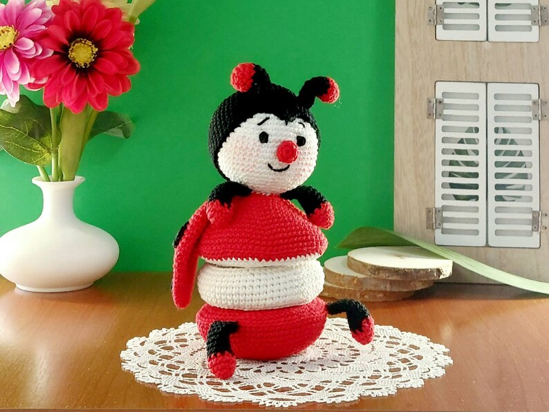 Crochet Amigurumi Pattern Ladybug Stacking Toy, Crochet Ladybug, Amigurumi Ladybug, Crochet Animals image 10
