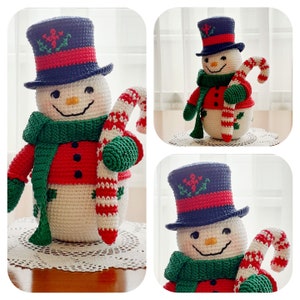 Christmas Crochet Pattern, Snowman with Candy Cane, Christmas Crochet, Christmas Amigurumi, Christmas Amigurumi  Pattern, Amigurumi  Snowman