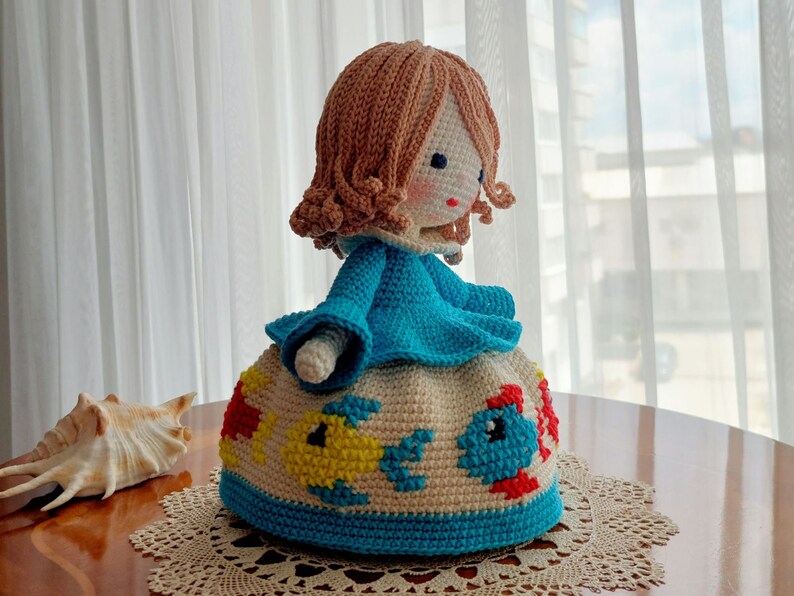 Summer Crochet Pattern Amigurumi Doll with Fishes, Crochet Dolls, Amigurumi Dolls image 3