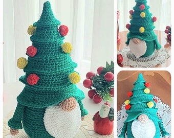 Christmas Crochet Pattern, Gnome with a Christmas Tree Hat, Christmas Amigurumi Gnome Pattern, Crochet Winter Gnome, Christmas Crochet Toys