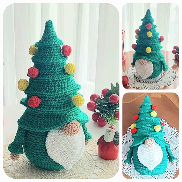 Christmas Crochet Pattern, Gnome with a Christmas Tree Hat, Christmas Amigurumi Gnome Pattern, Crochet Winter Gnome, Christmas Crochet Toys