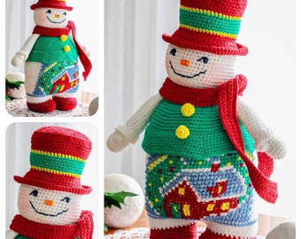 Christmas Crochet Pattern, Snowman with Red Shoes, Christmas Amigurumi ,Snowman Crochet, Amigurumi Snowman ,Christmas Crochet Ornaments