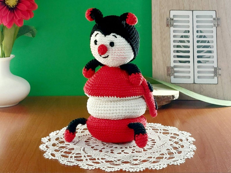 Crochet Amigurumi Pattern Ladybug Stacking Toy, Crochet Ladybug, Amigurumi Ladybug, Crochet Animals image 6