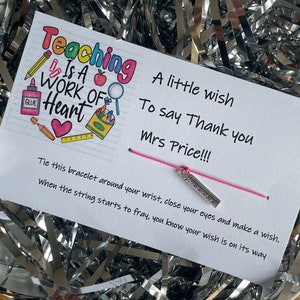 A Little Wish / Thank You Teacher / Friendship Bracelet / Teacher Gift / Teacher Appreciation