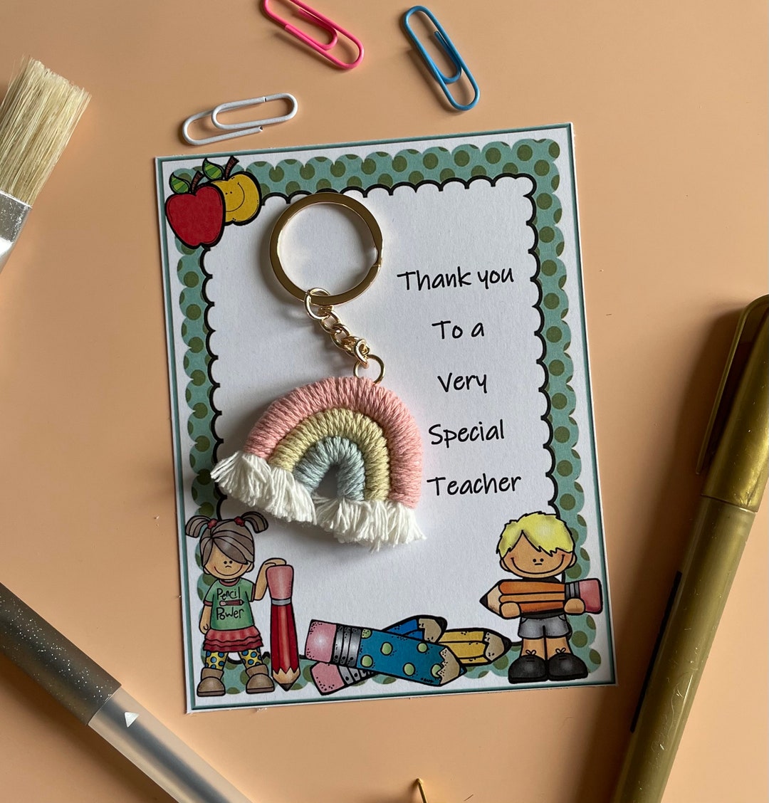 Thank You Teacher Keyring | Pastel Rainbow Gift - Etsy