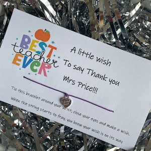 A Little Wish / Thank You Teacher / Friendship Bracelet / Teacher Gift / Teacher Appreciation