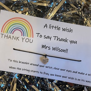 A Little Wish / Thank You Teacher / Friendship Bracelet / Teacher Gift / Teacher Appreciation