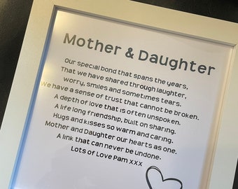 Mother & Daughter / Father and Daughter / Mothers Day / Fathers Day / Unique Gift