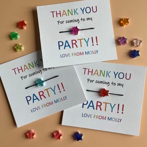 Thankyou For Coming / Children’s Party Favours / Friendship Bracelet / Party Favor / Star