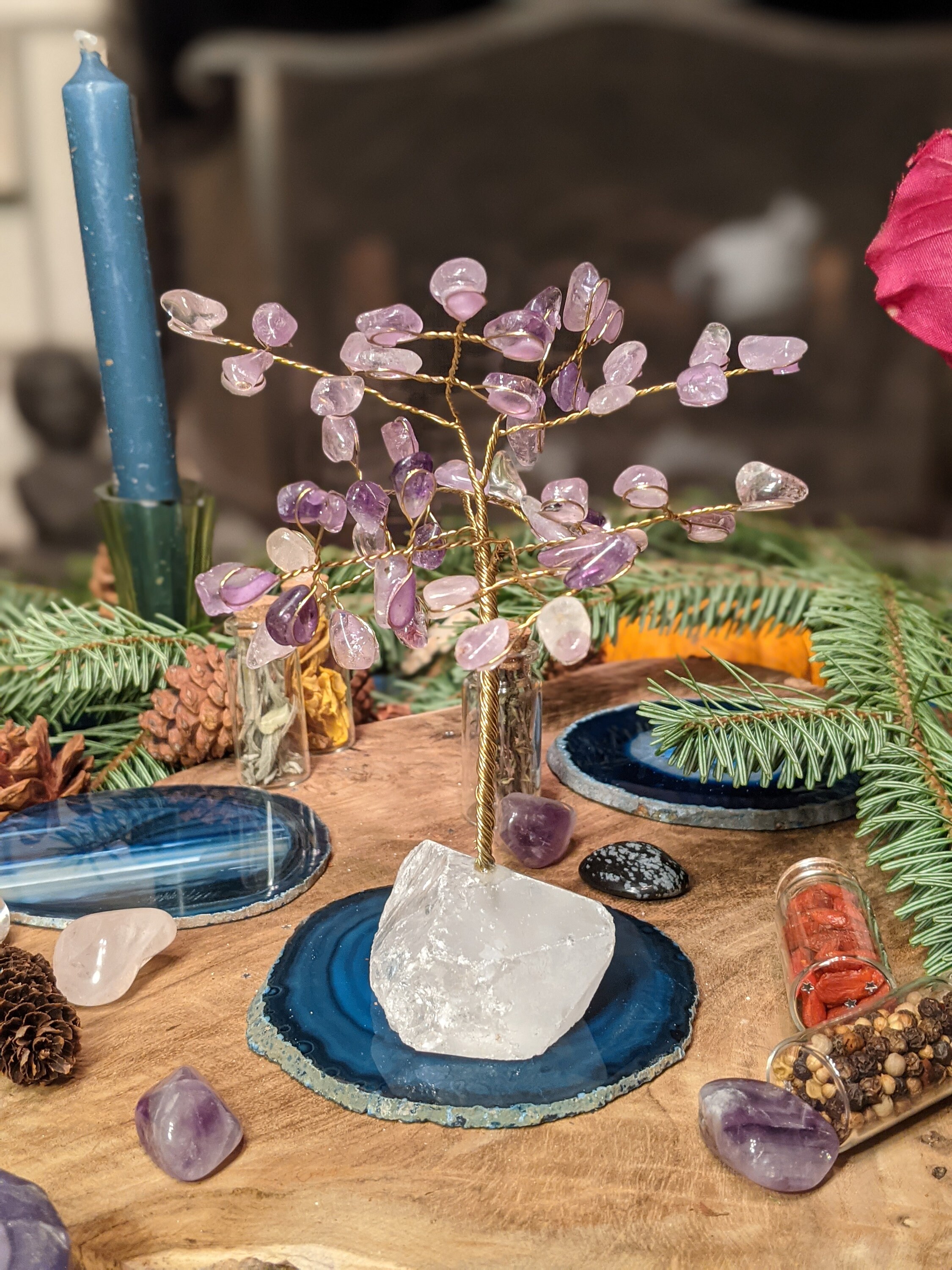 Bonzai Tree Amethyst, Arbre Naturel Améthyste, Améthyste en Pierres Roulées - de Vie Pierre Guérison