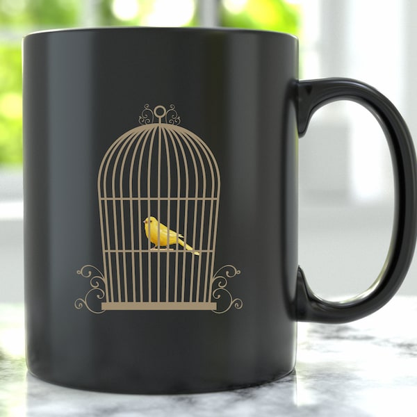 Canary In Cage Funny Bird Mug, Pet Tumbler, Canary Gift, Bird Gift For Her, Canary Gift For Him