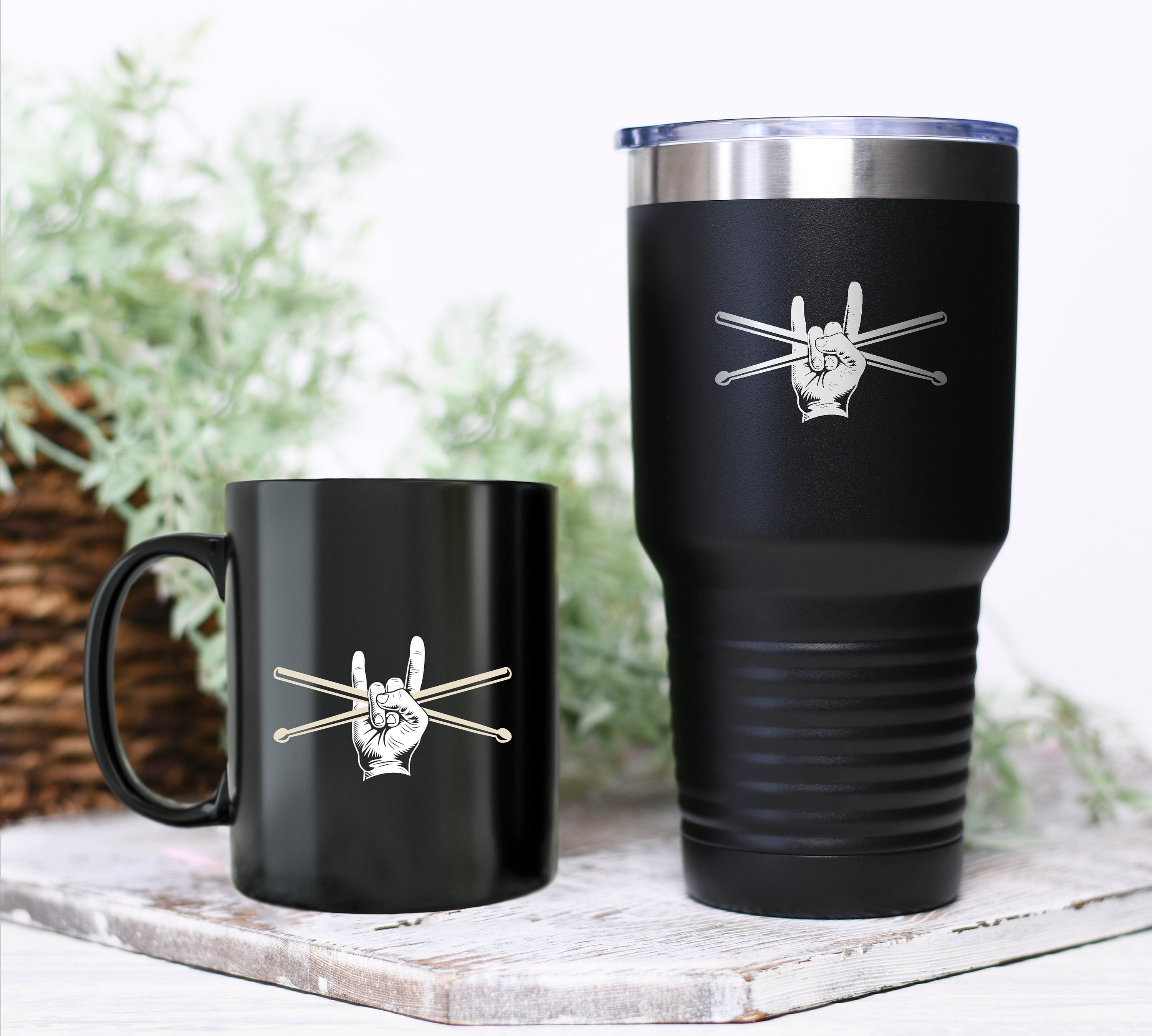 Drummer Drumstick In Hand Funny Drum Mug Band Tumbler Etsy