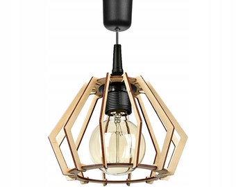 Moderner skandinavischer Stil / Deckenbeleuchtung / Holzlampenschirm / Holzlampe / Pendelleuchte / Dekorative Deckenlampe / Moderne Lampe / Lampenschirm