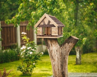 Wooden Bird Feeder/ Bird Feeder/ Feeding Birds/ Birdhouse Wood/ Natural Bird Feeder/ Garden Decoration/ Family Owned/ Bird Feeder Pole