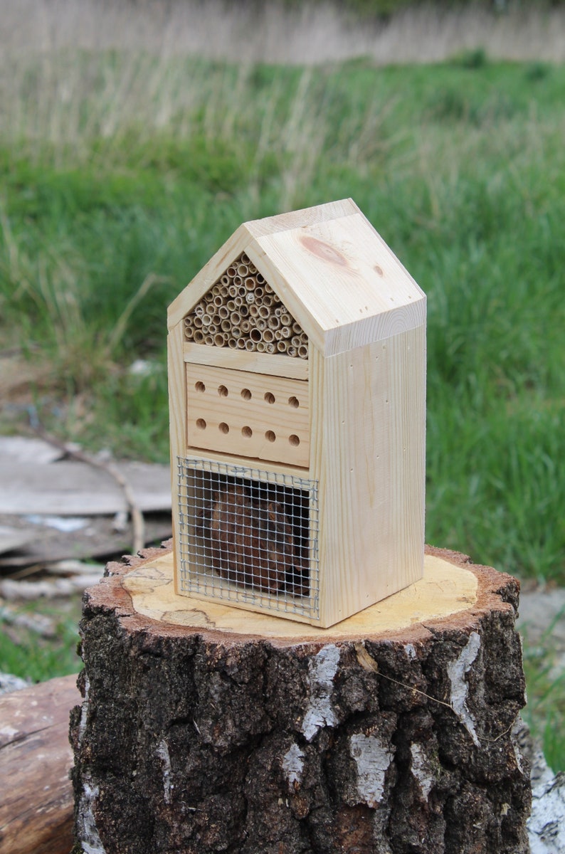 Wooden Insect Hotel and Bee House/ Insect Bird Hotel/ Wood Bug Shelter/ Wildlife Habitat/ Garden decoration/ Insect Hotel/ Homestead Decor image 8