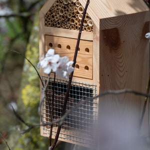 Wooden Insect Hotel and Bee House/ Insect Bird Hotel/ Wood Bug Shelter/ Wildlife Habitat/ Garden decoration/ Insect Hotel/ Homestead Decor image 4