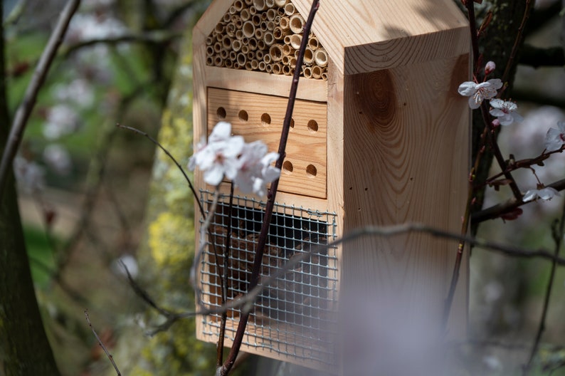 Wooden Insect Hotel and Bee House/ Insect Bird Hotel/ Wood Bug Shelter/ Wildlife Habitat/ Garden decoration/ Insect Hotel/ Homestead Decor image 4