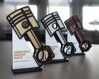 Modern Trophy/ Personalised Award/ Engraved Custom Plaque/ Wooden Decoration Recognition Prize/ Abstract Unique Design/ Sim Racing/ Unique