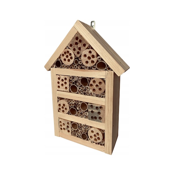 Wooden Insect Hotel and Bee House/ Insect Bird Hotel/ Wood Bug Shelter & Wildlife Habitat/ House Shaped Creepy Crawly Hotel/
