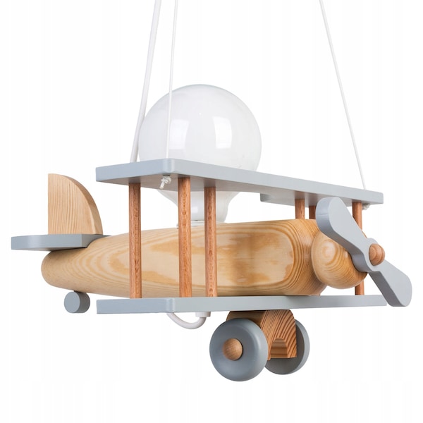 Lampe d’avion/ Lumière d’avion en bois/ Avions suspendus/ Lampe suspendue/ Luminaire d’avion/ Lumière de chambre pour enfants/ Lumière de pépinière d’avion