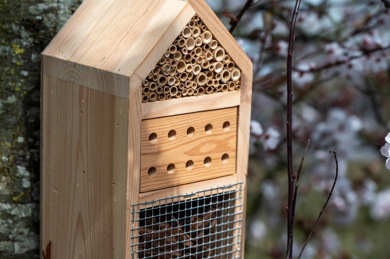 Wooden Insect Hotel and Bee House/ Insect Bird Hotel/ Wood Bug Shelter/ Wildlife Habitat/ Garden decoration/ Insect Hotel/ Homestead Decor image 6