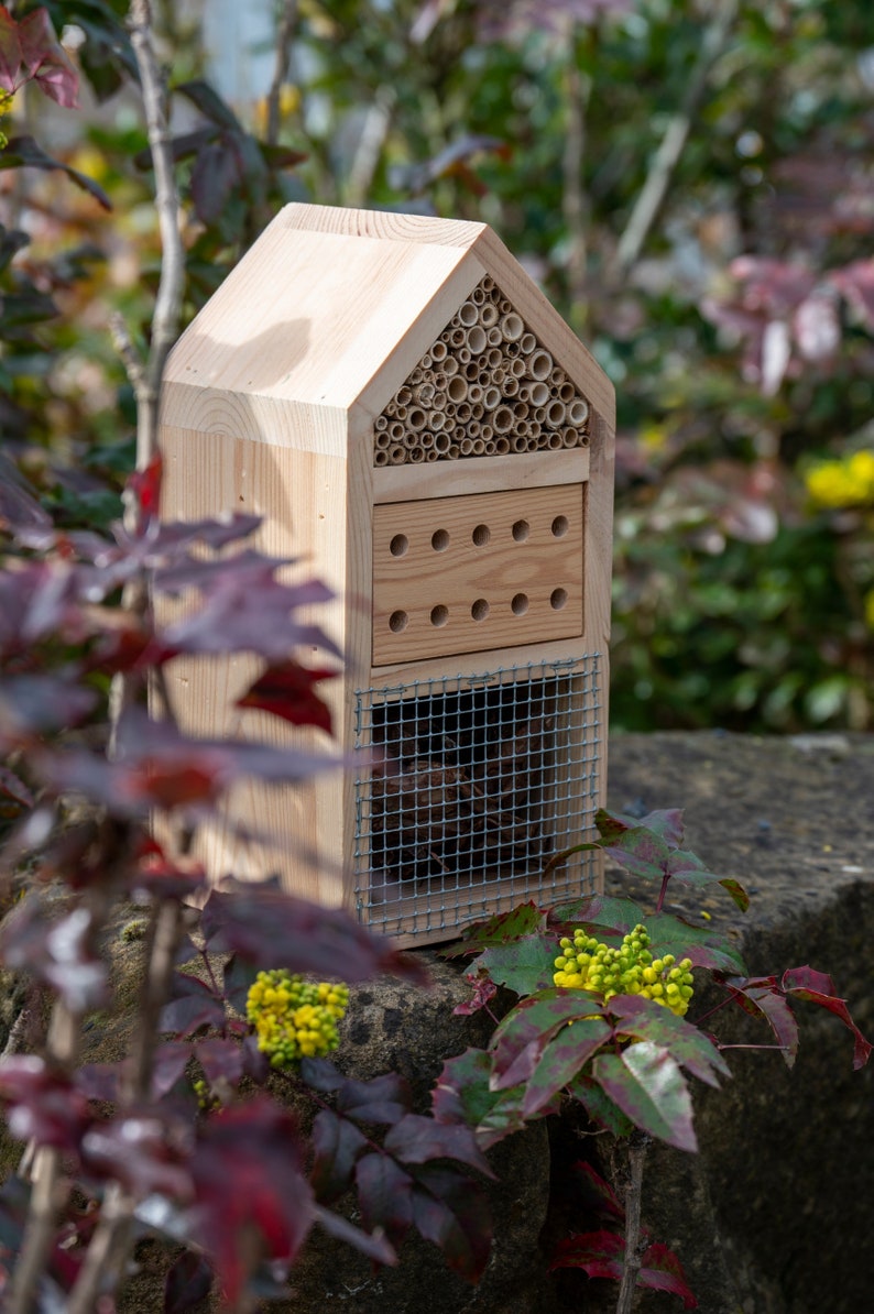 Wooden Insect Hotel and Bee House/ Insect Bird Hotel/ Wood Bug Shelter/ Wildlife Habitat/ Garden decoration/ Insect Hotel/ Homestead Decor image 2