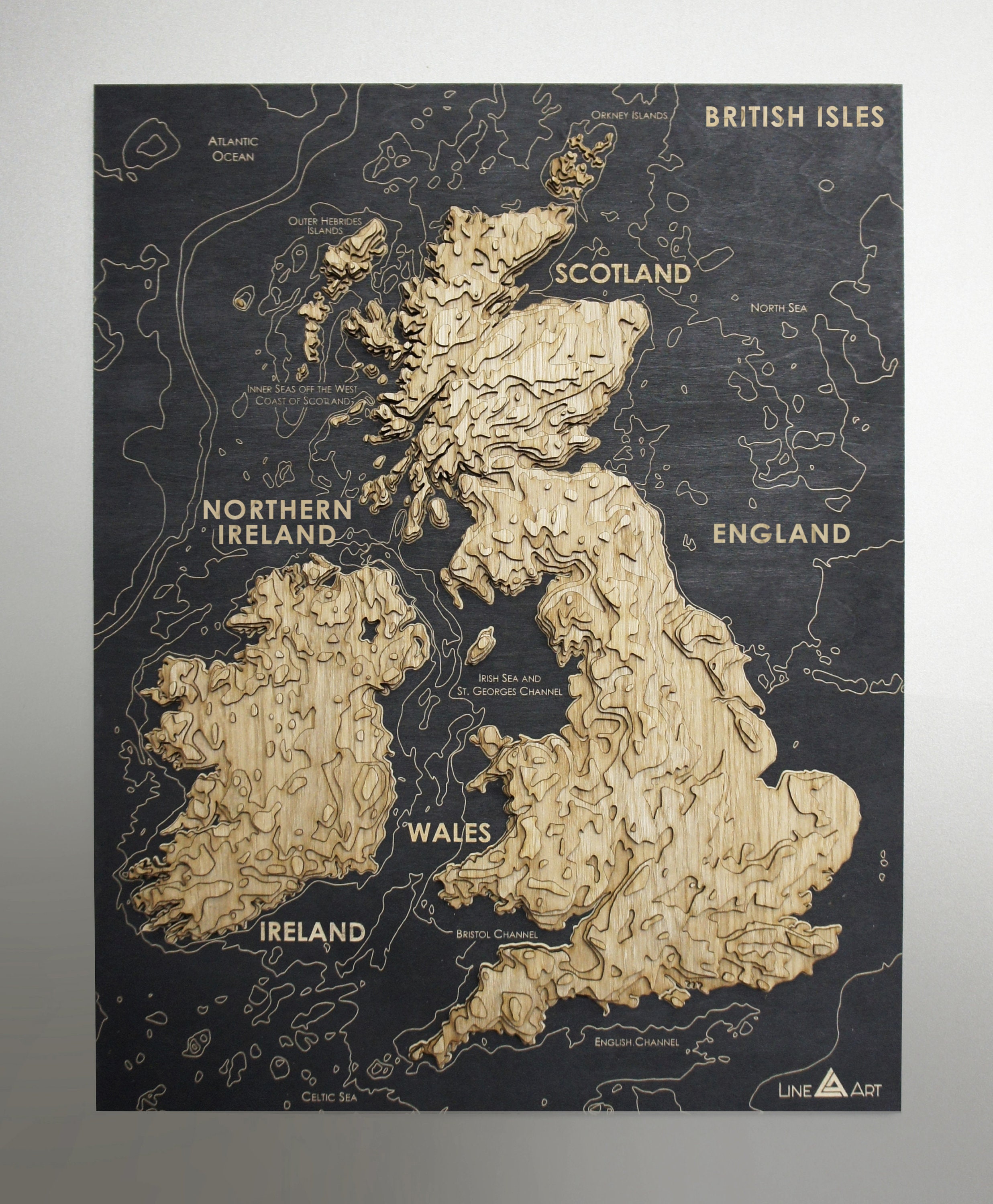 Wooden topographic/ wall decoration/ topographic map/ British | Etsy