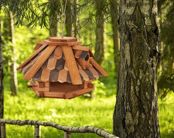 Wooden Bird Feeder/ Bird Feeder/ Feeding Birds/ Birdhouse Wood/ Natural Bird Feeder/ Garden Decoration/ Family Owned/ Bird Feeder Pole