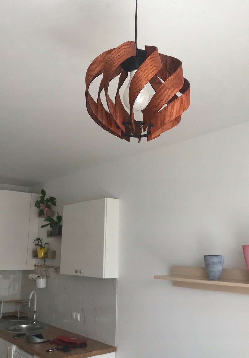 Modern Scandinavian Style/ Ceiling Lighting/ Wood Lamp Shade Wood Lamp / Pendant Light / Decorative Ceiling Lamp / Modern Lamp/ Lamp Shade/ imagem 4