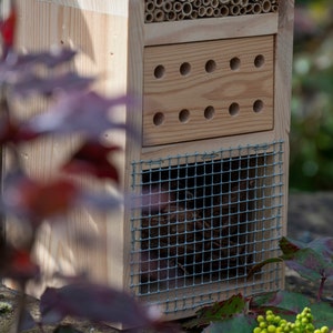 Wooden Insect Hotel and Bee House/ Insect Bird Hotel/ Wood Bug Shelter/ Wildlife Habitat/ Garden decoration/ Insect Hotel/ Homestead Decor image 5