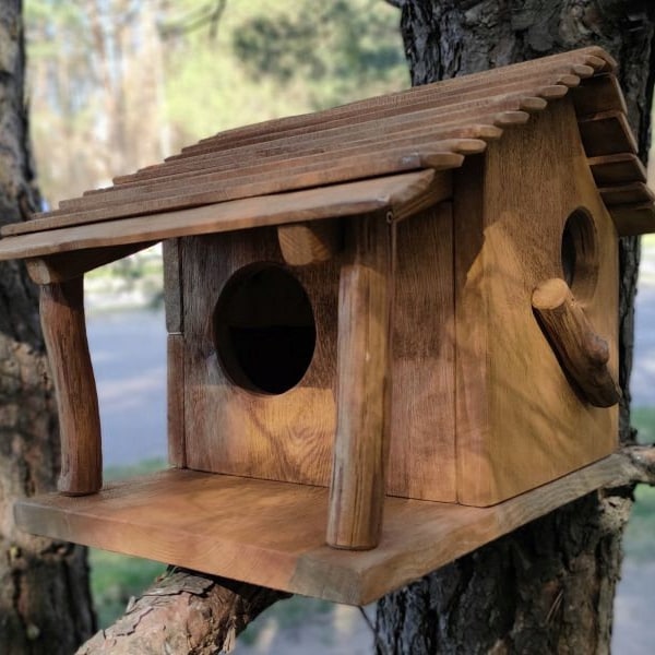 Squirrel Condo/ Nesting Box/ Wildlife Rehab Approved/ Handmade Squirrel House/ Decorative Feeder/ Nesting Box/ For a Squirrel