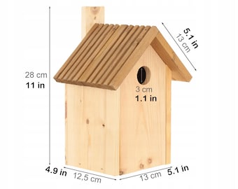 Casita para pájaros/ Casa para pájaros de madera/ Caja para pájaros/ Comedero para pájaros/ Casas para pájaros para exteriores/ Cajas de anidación/ Casita para pájaros al aire libre hecha a mano/