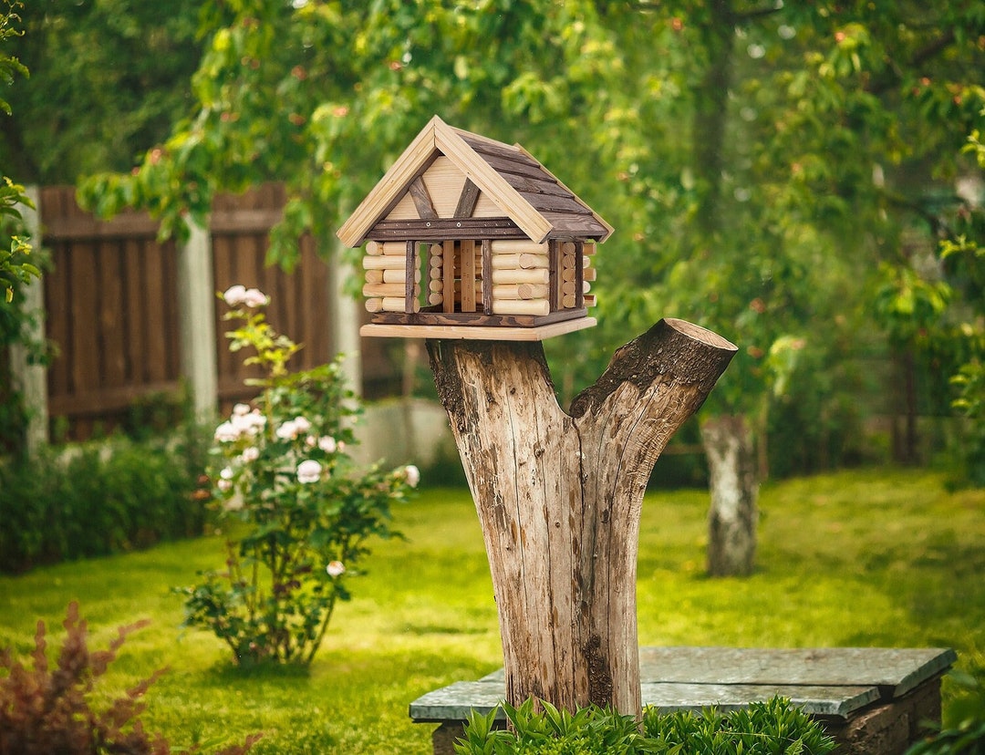 Wooden Bird Feeder/ Bird Feeder/ Feeding Birds/ Birdhouse Wood/ Natural