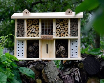 Wooden Insect Hotel and Bee House/ Insect Bird Hotel/ Wood Bug Shelter & Wildlife Habitat/ House Shaped Creepy Crawly Hotel/ Insect Hotel/