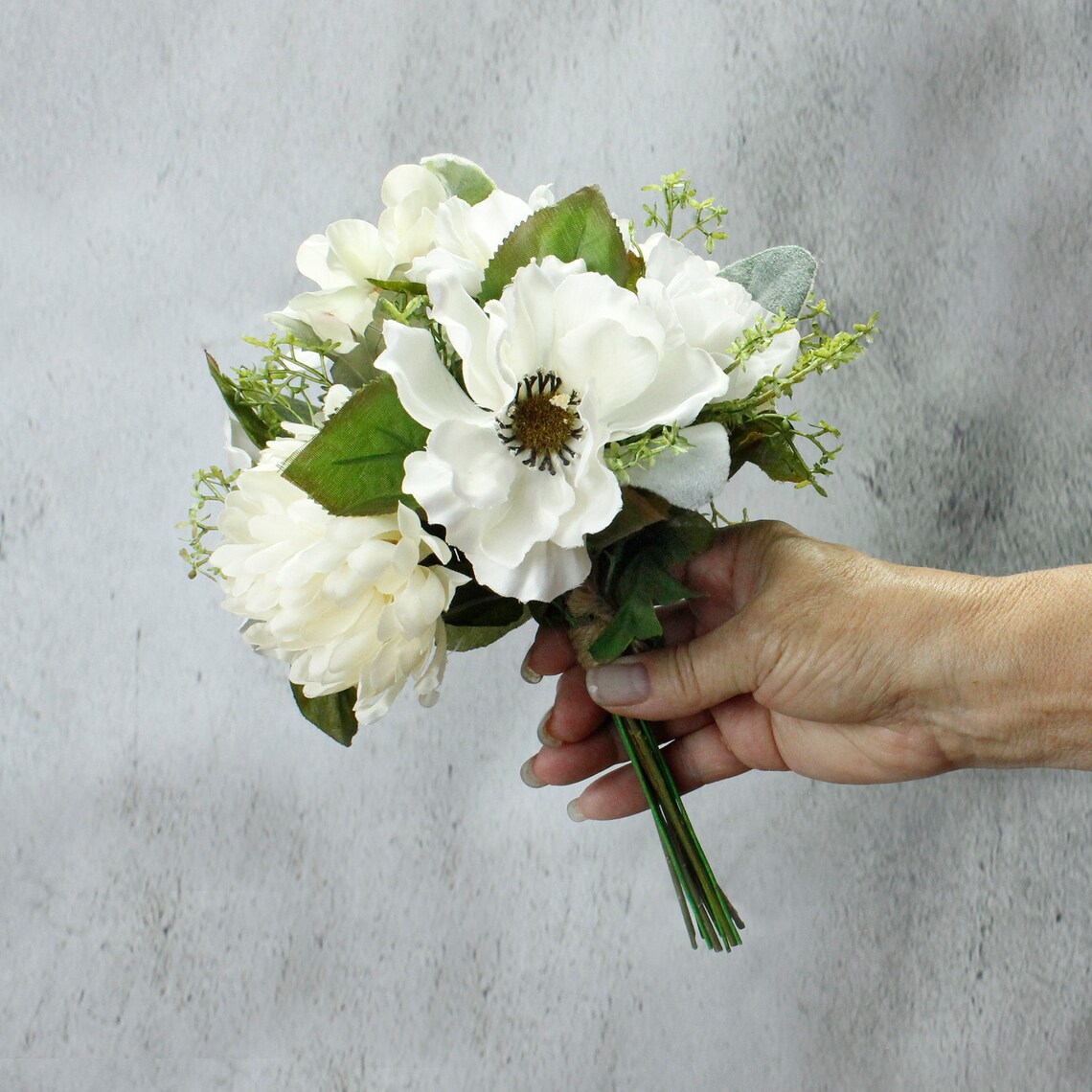 White Silk Flower Bouquet Spring Bouquet Small Flower Etsy