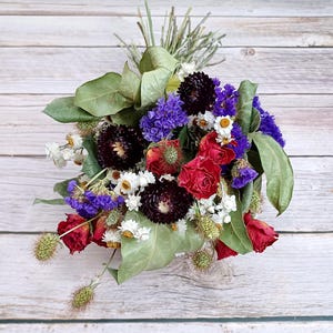 Dried Flower Bouquet: Colorado Roses, Strawflower & Statice