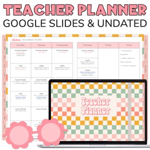Retro Digital Teacher Planner, Google Slides Teacher Planner, Retro Teacher Planner, Undated Teacher Planner,  Retro Classroom Decor