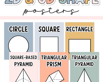 Boho 2D and 3D Shapes Posters - Editable and Matches Boho Classroom Decor Bundle