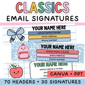 Lehrer-E-Mail-Signatur-Vorlage für die Kommunikation mit Eltern - E-Mail-Signatur für Lehrer für Kompositions-Notizbuch und helles Klassenzimmer-Dekor