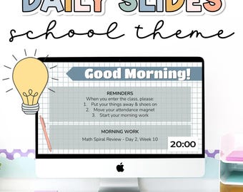 Classroom Slide Templates for Teachers Including Morning Slides, Agenda Slides, Class Slides & Teacher Slides | Use as Back to School Slides