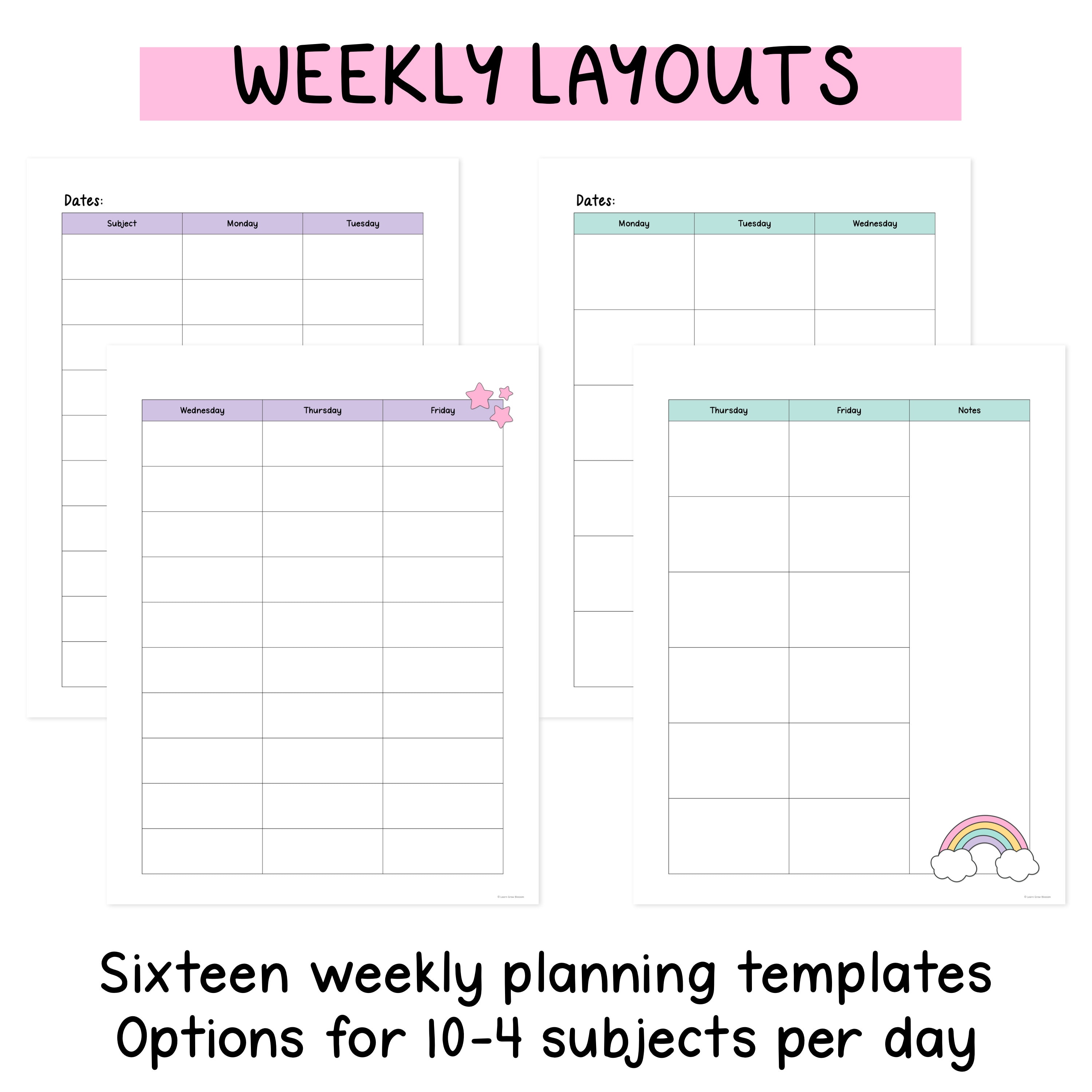 Teacher Planner Printable Undated Teacher Lesson Planner, Gradebook Pages, Teacher Calendars ...