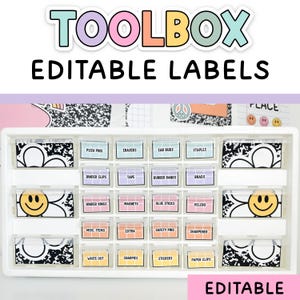 Composition Notebook Labels for Teacher Toolbox- Editable for Pastel & Composition Notebook Classroom Decor