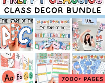 Paquete de decoración para el aula "Preppy Classics Rainbow Composition Notebook" y "Bright Classroom Decor Bundle"