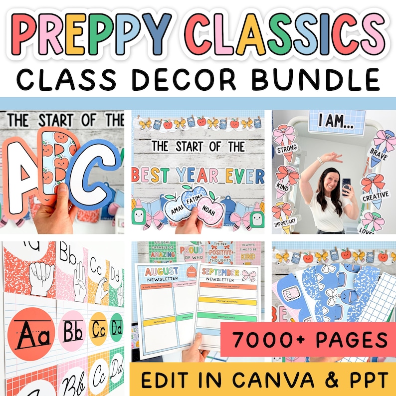 Preppy Composition Note Preppy Classics Rainbow Composition Notebook Classroom Decor Bundle ...