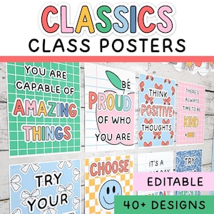 Bright Classroom Posters for Bright & Composition Notebook Classroom Decor - Printable Classroom Posters for Elementary and Middle School