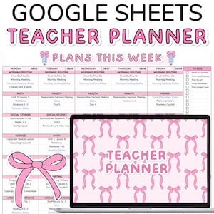 Digital Teacher Planner | A Girlie Coquette Google Sheets Teacher Planner for 2025-2026